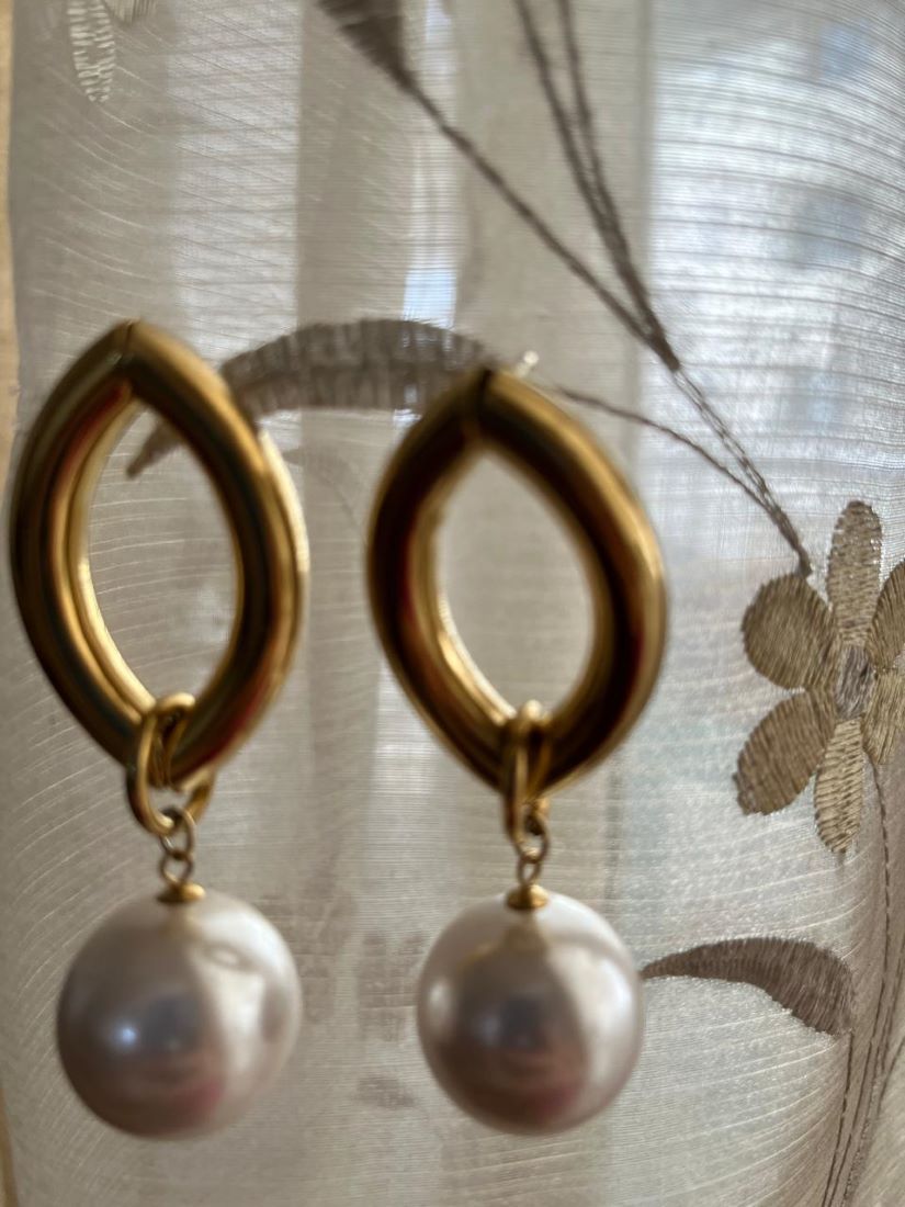 Gold Plated Pearl Drop Earrings