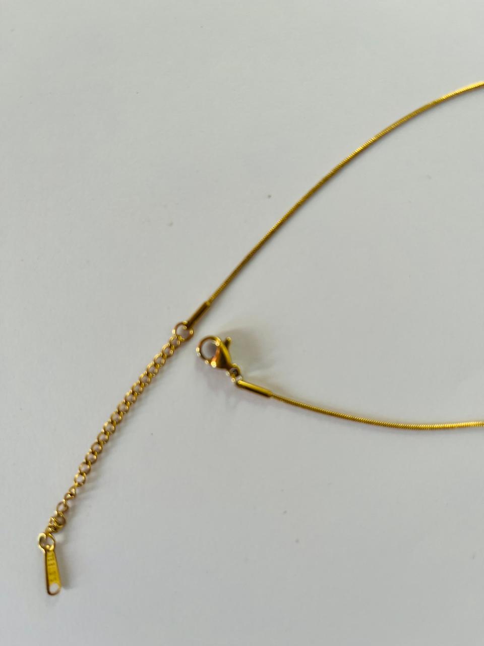 RAJJOS Anti Tarnish Gold Plated Stainless Steel Women's Necklace with White Square Pendant 104
