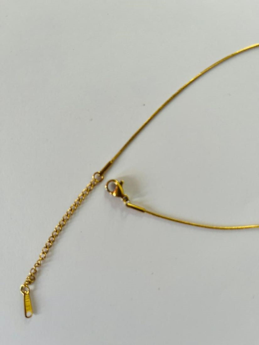 RAJJOS Anti Tarnish Gold Plated Stainless Steel Necklace with Green Square Pendant RA-NK-SQ-GR-102