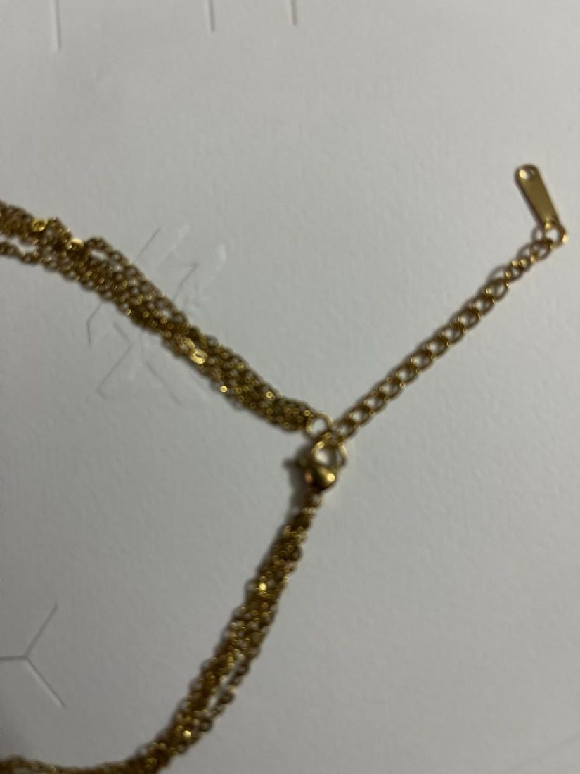 RAJJOS Gold Plated Layered Necklace with white round crystals 107