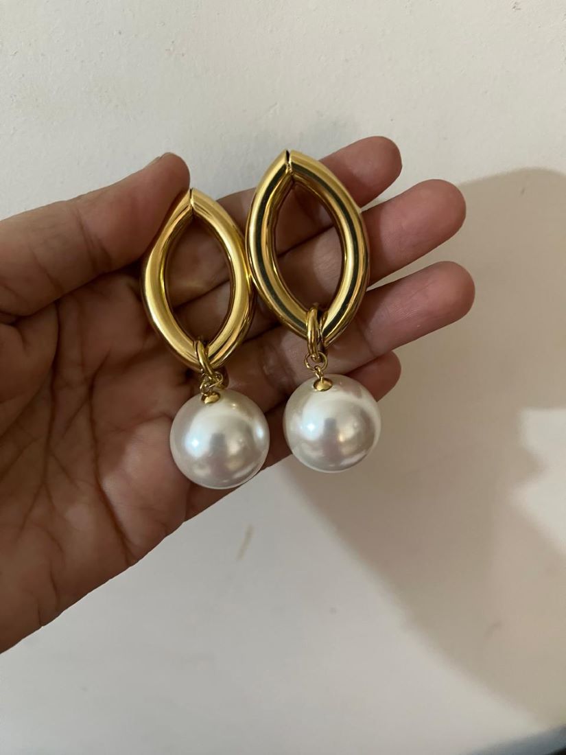 Gold Plated Pearl Drop Earrings